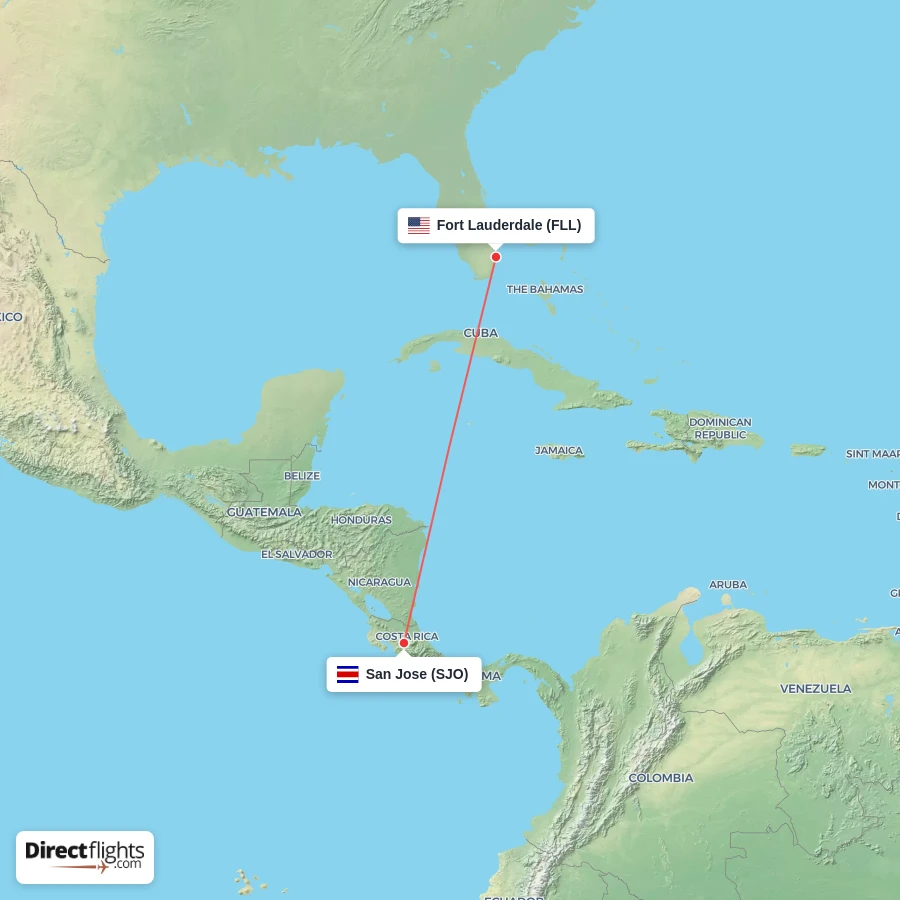 FLL - SJO route map