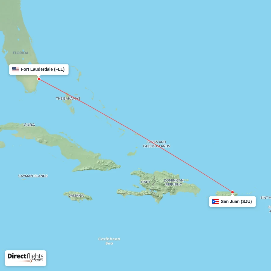 FLL - SJU route map