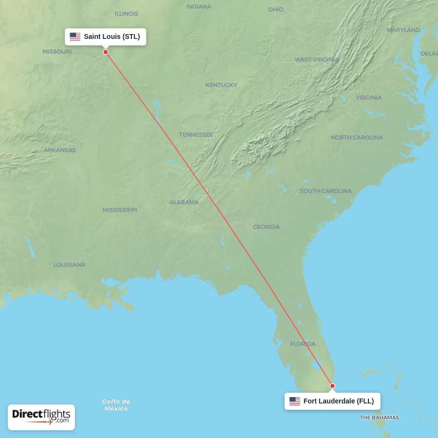 FLL - STL route map