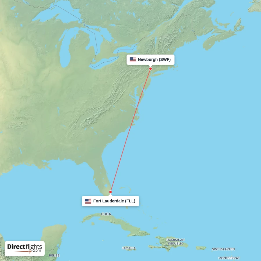 FLL - SWF route map
