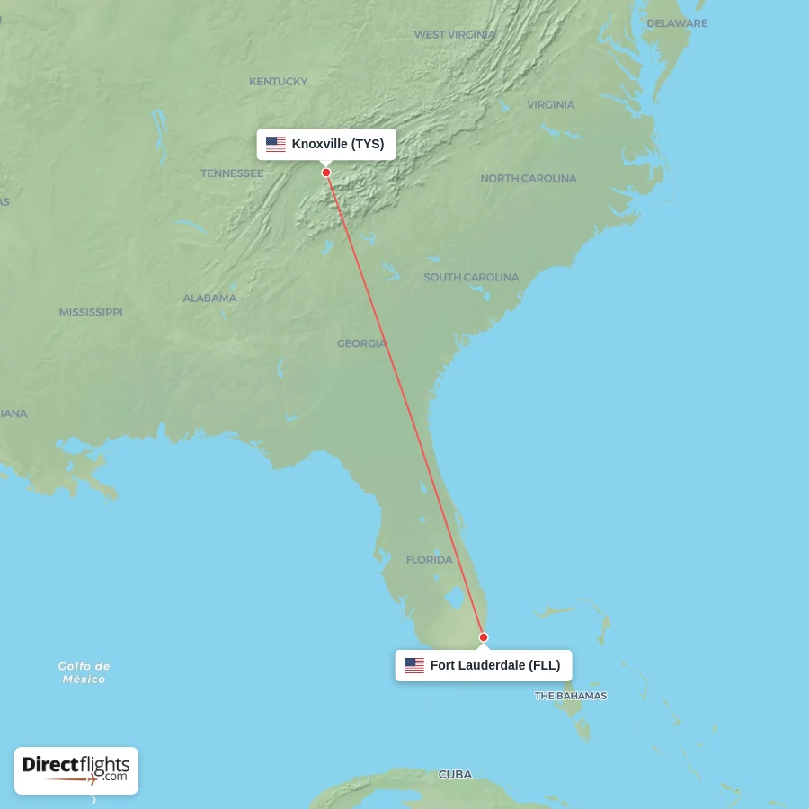 FLL - TYS route map