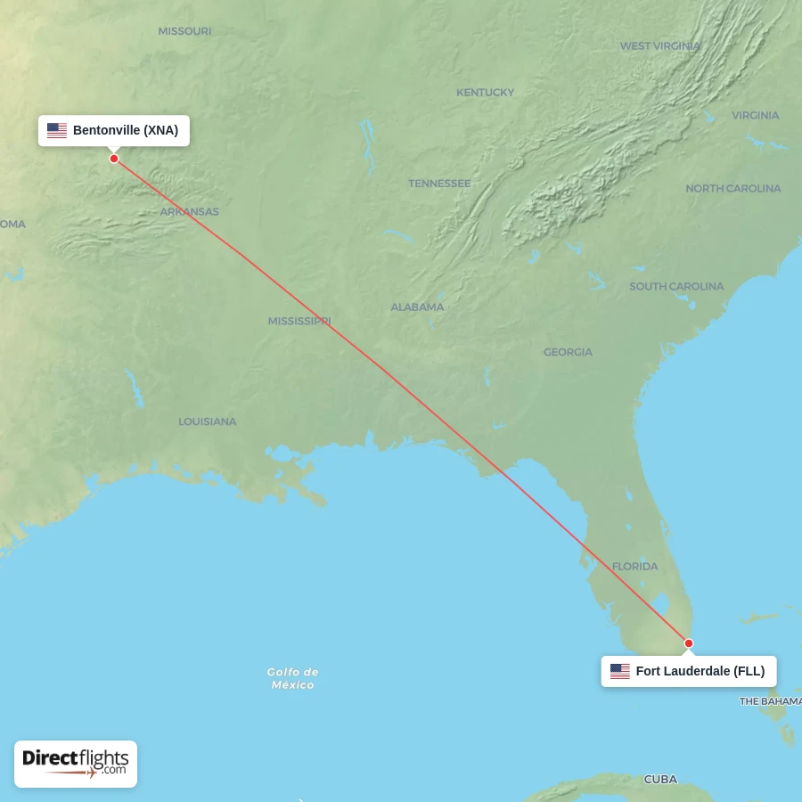 FLL - XNA route map