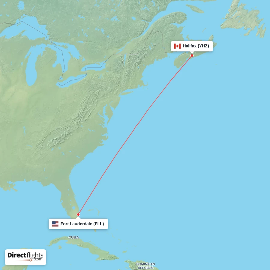 FLL - YHZ route map