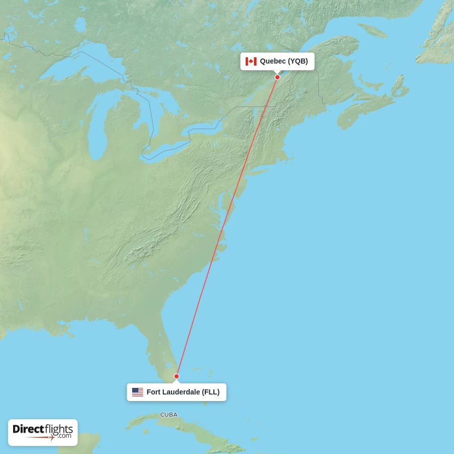 FLL - YQB route map