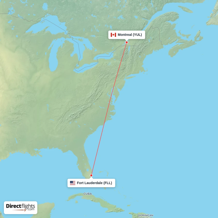 FLL - YUL route map
