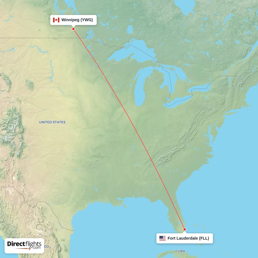 FLL - YWG route map