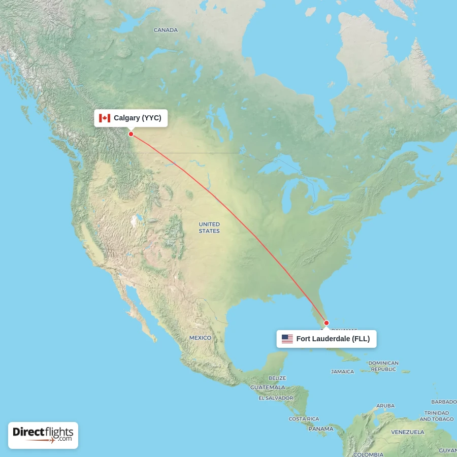 FLL - YYC route map