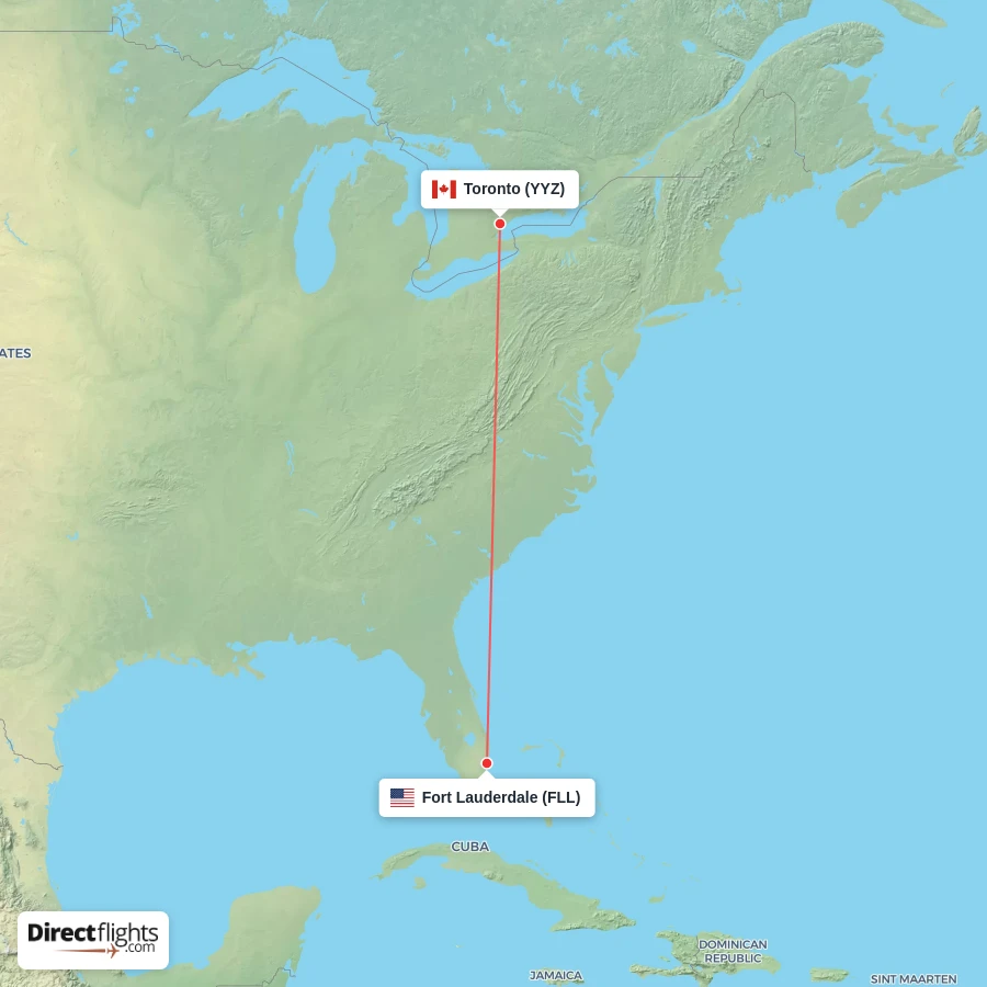 FLL - YYZ route map