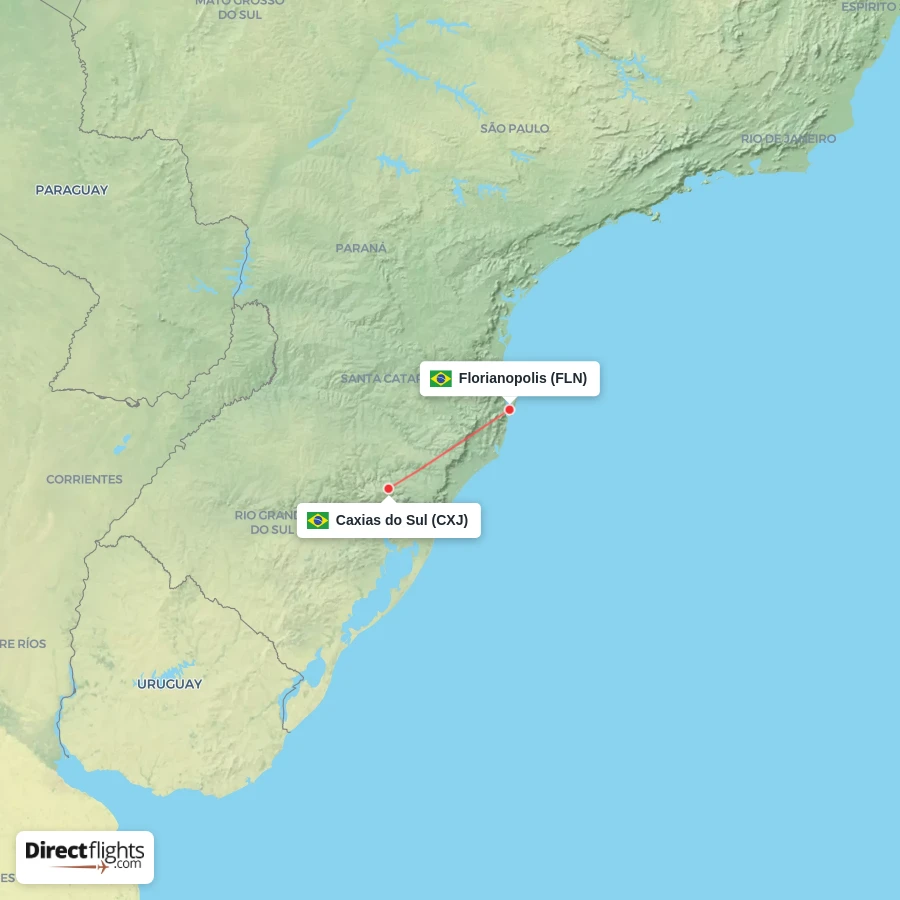 FLN - CXJ route map