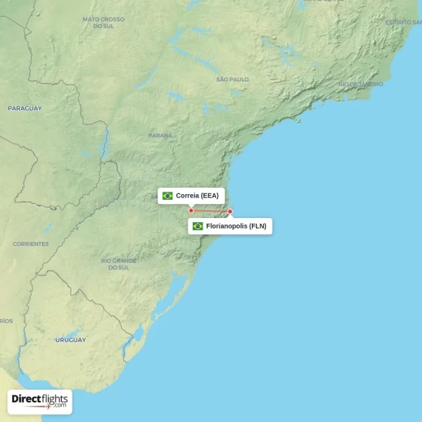 Florianopolis - Correia direct flight map