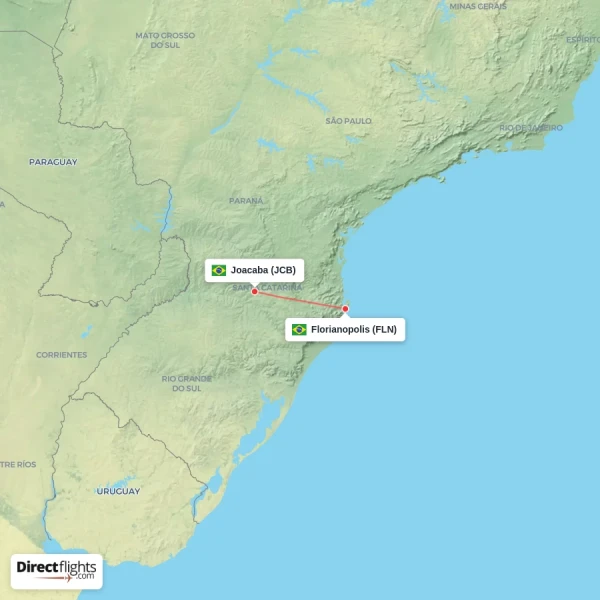 Florianopolis - Joacaba direct flight map