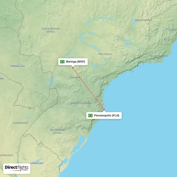 Florianopolis - Maringa direct flight map