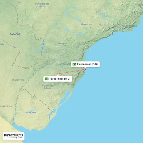 Florianopolis - Passo Fundo direct flight map