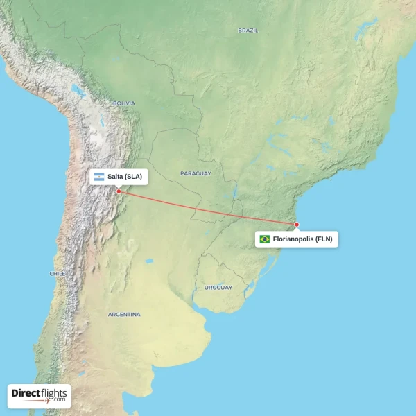 Florianopolis - Salta direct flight map
