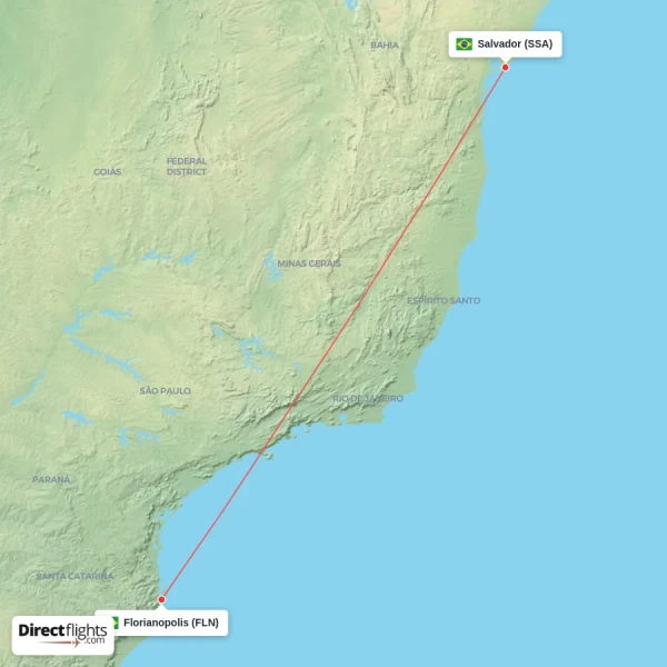 Florianopolis - Salvador direct flight map