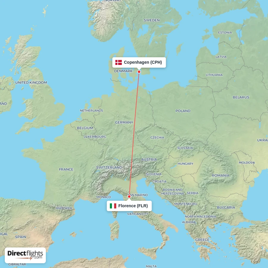 FLR - CPH route map