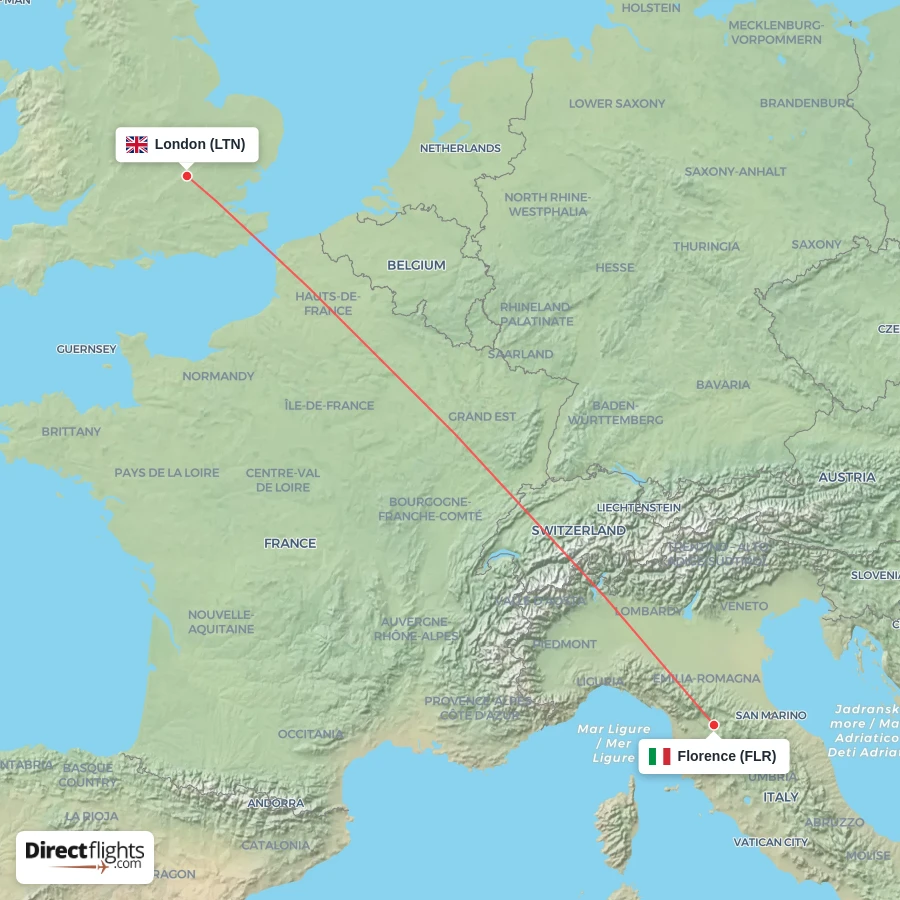 FLR - LTN route map