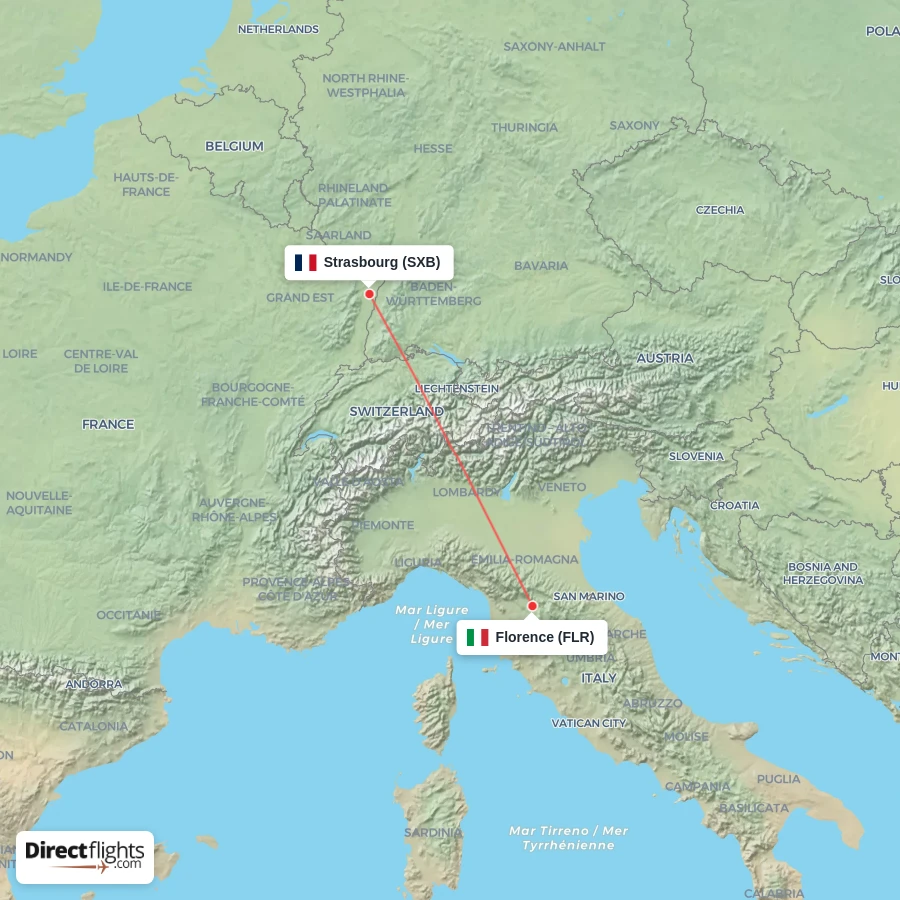 FLR - SXB route map