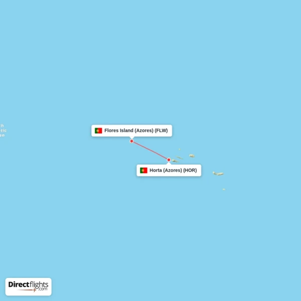 Flores Island (Azores) - Horta (Azores) direct flight map
