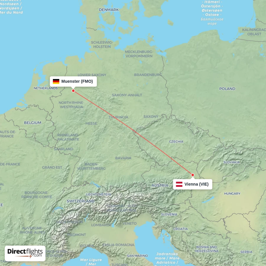 FMO - VIE route map