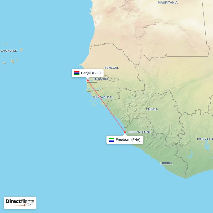 FNA - BJL route map