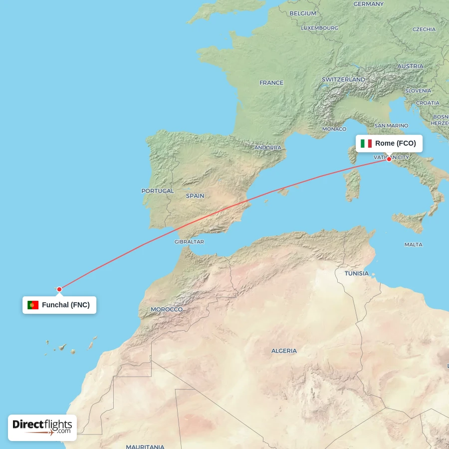 FNC - FCO route map