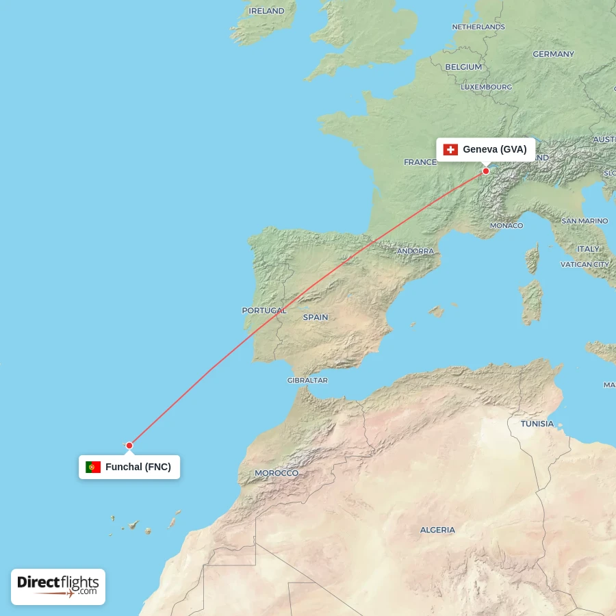 FNC - GVA route map