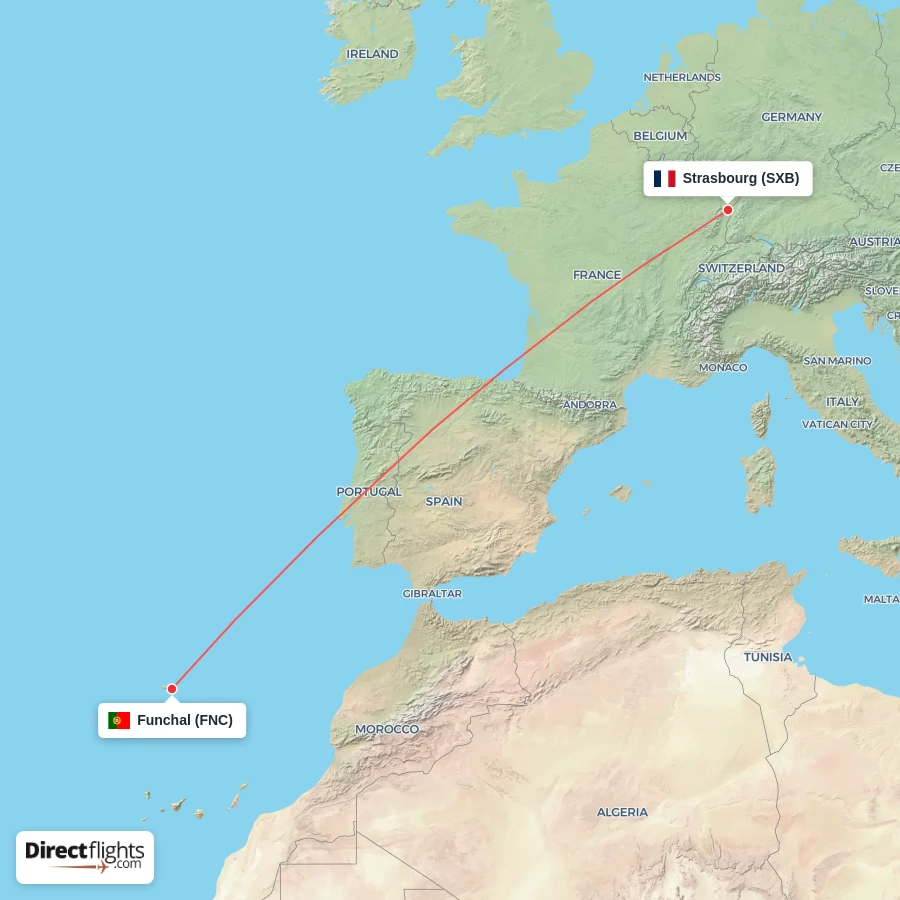 FNC - SXB route map