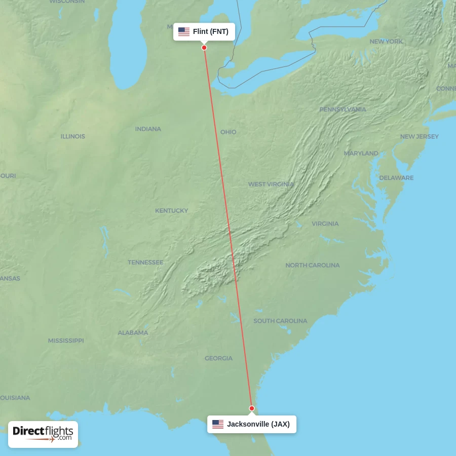 FNT - JAX route map