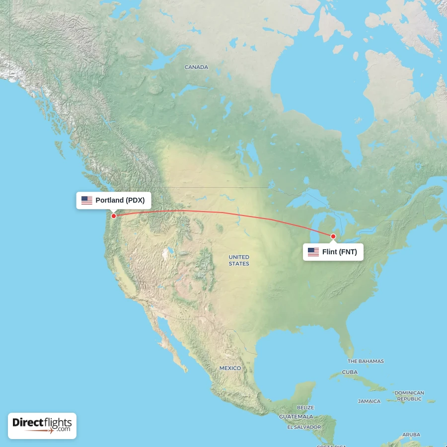 FNT - PDX route map