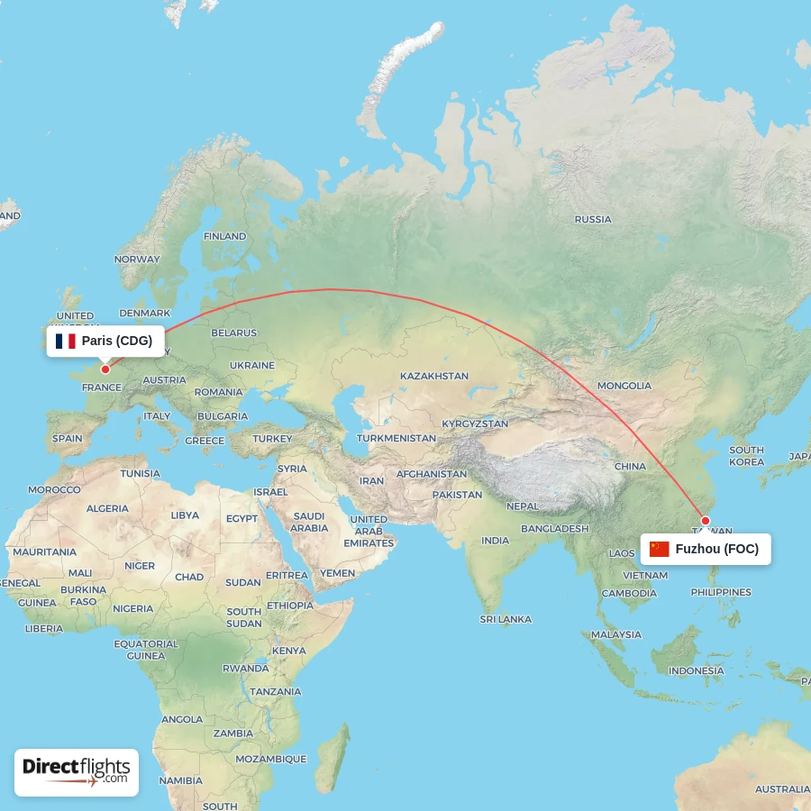 FOC - CDG route map