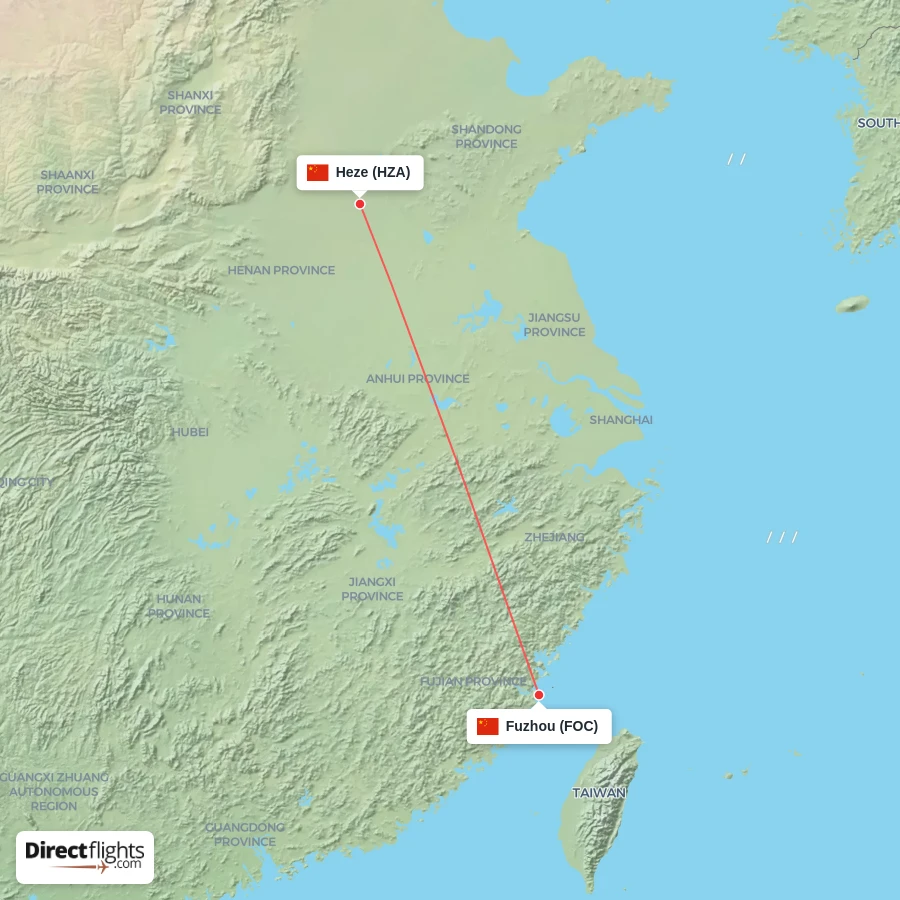 FOC - HZA route map