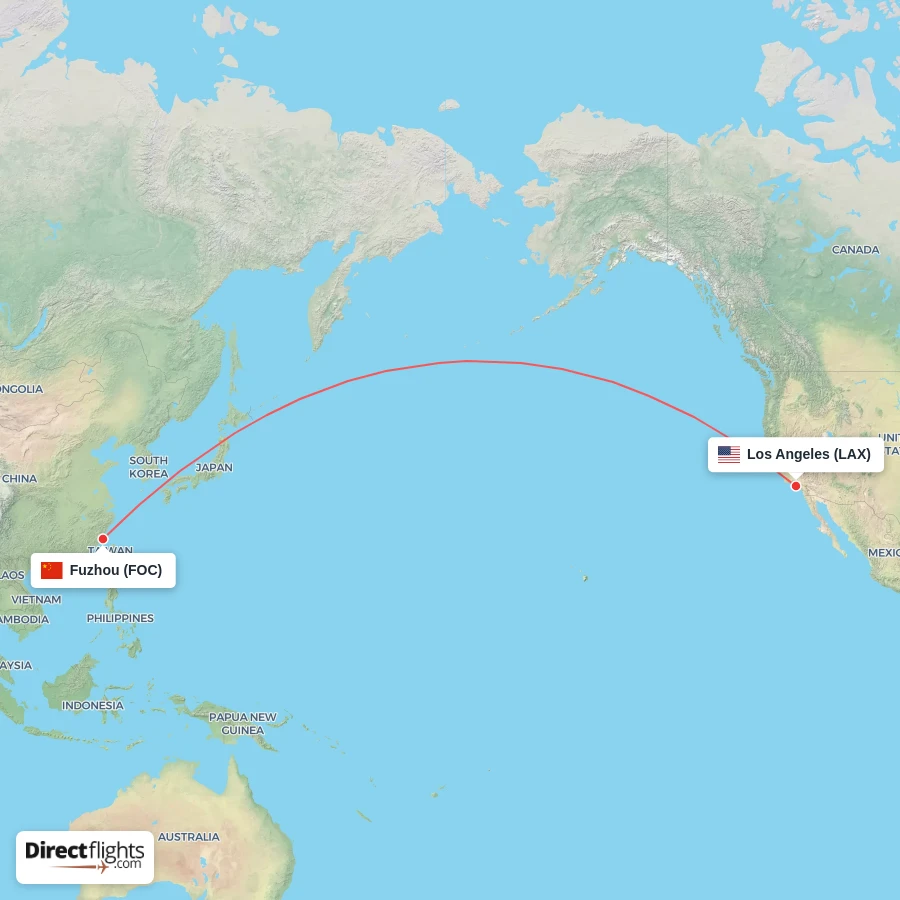 FOC - LAX route map