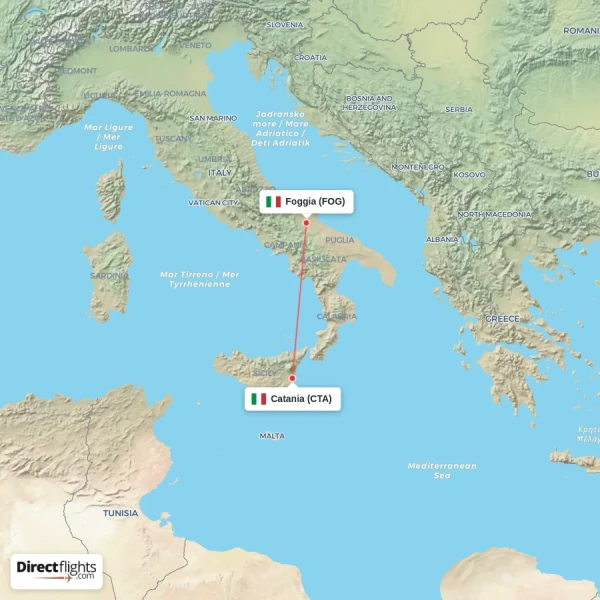 Foggia - Catania direct flight map