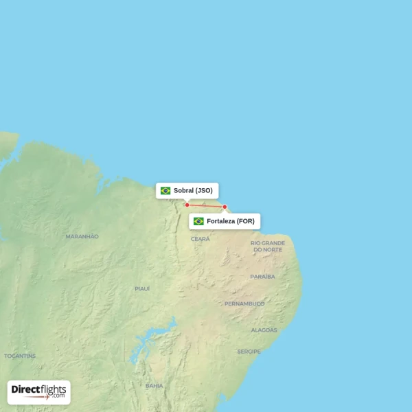 Fortaleza - Sobral direct flight map