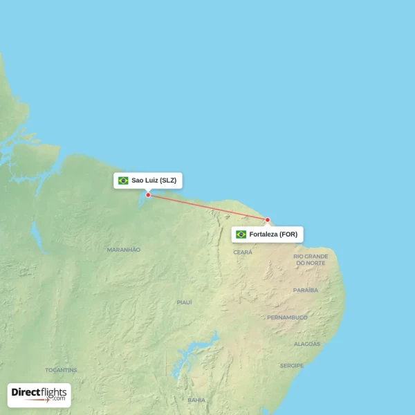 Fortaleza - Sao Luiz direct flight map