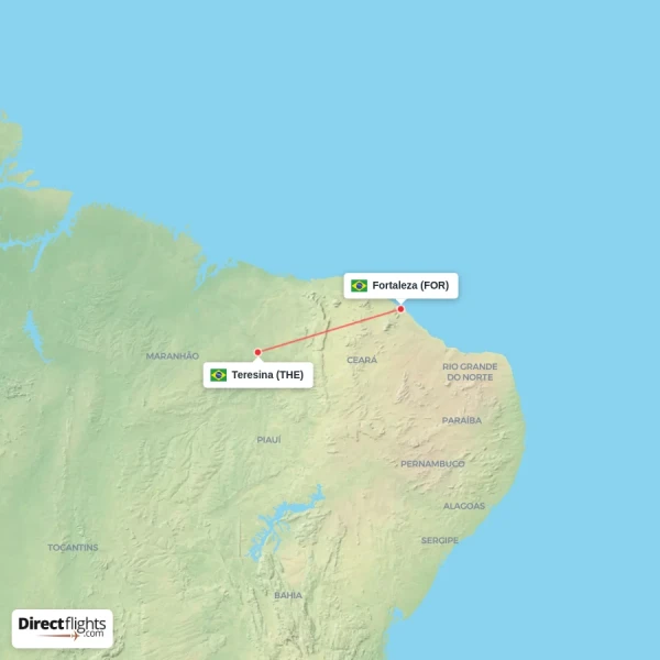 Fortaleza - Teresina direct flight map