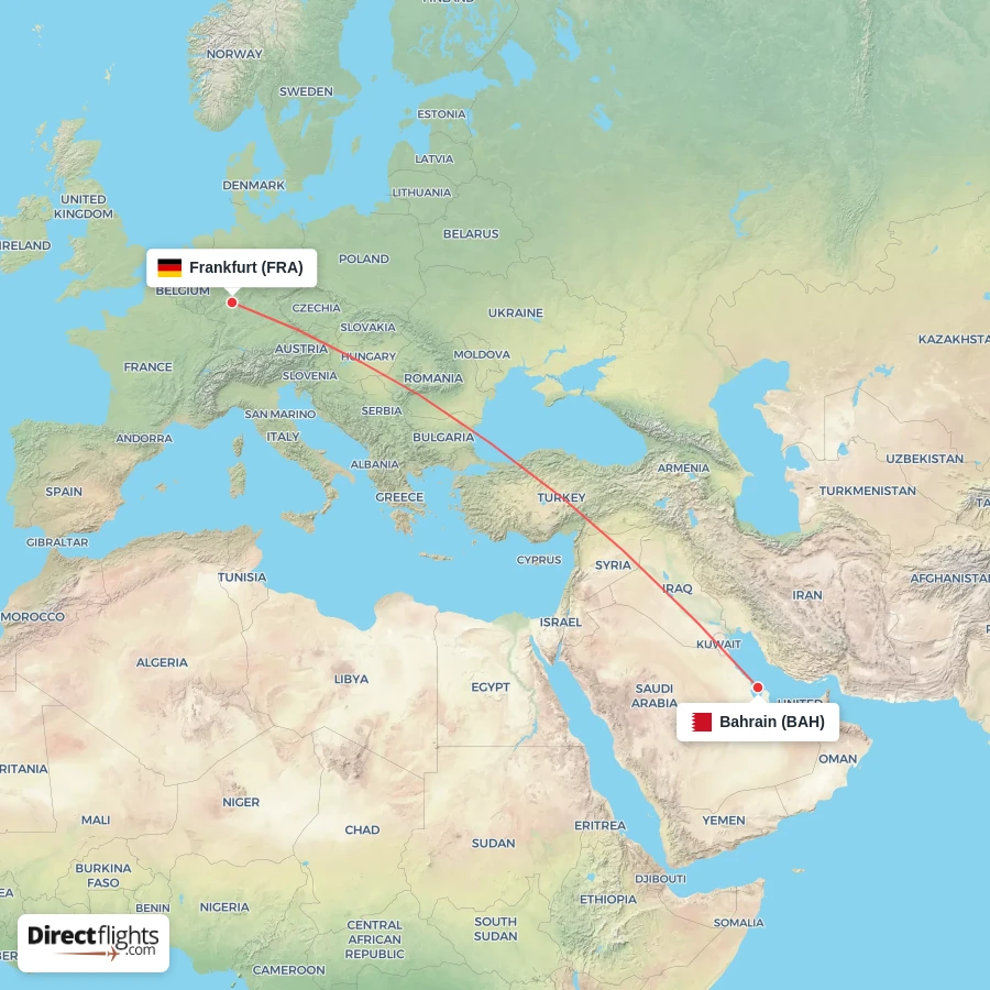 FRA - BAH route map