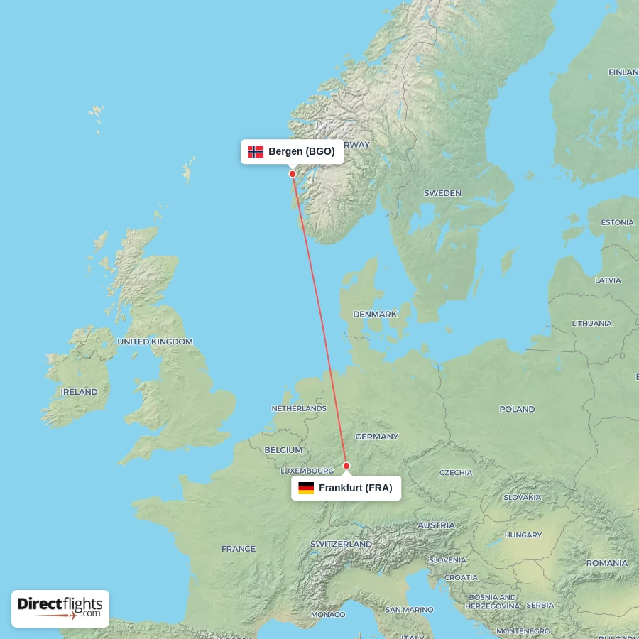 FRA - BGO route map