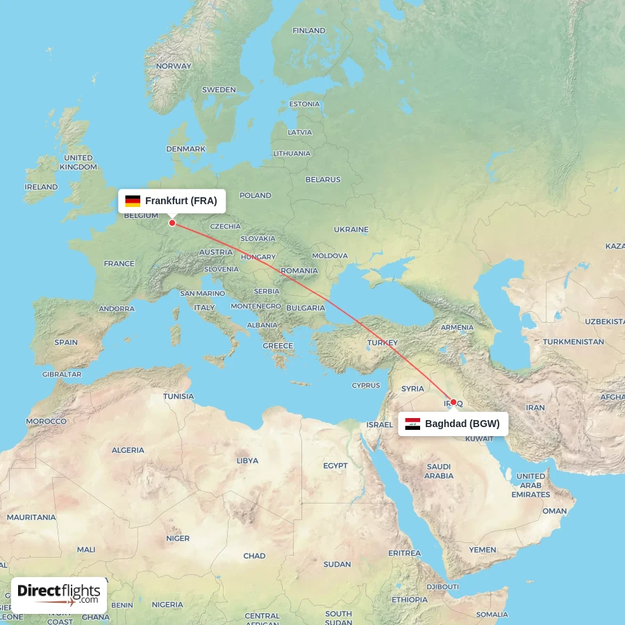 FRA - BGW route map