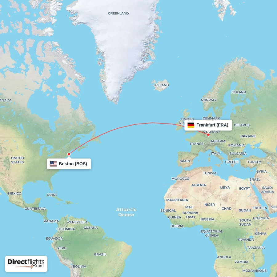 FRA - BOS route map