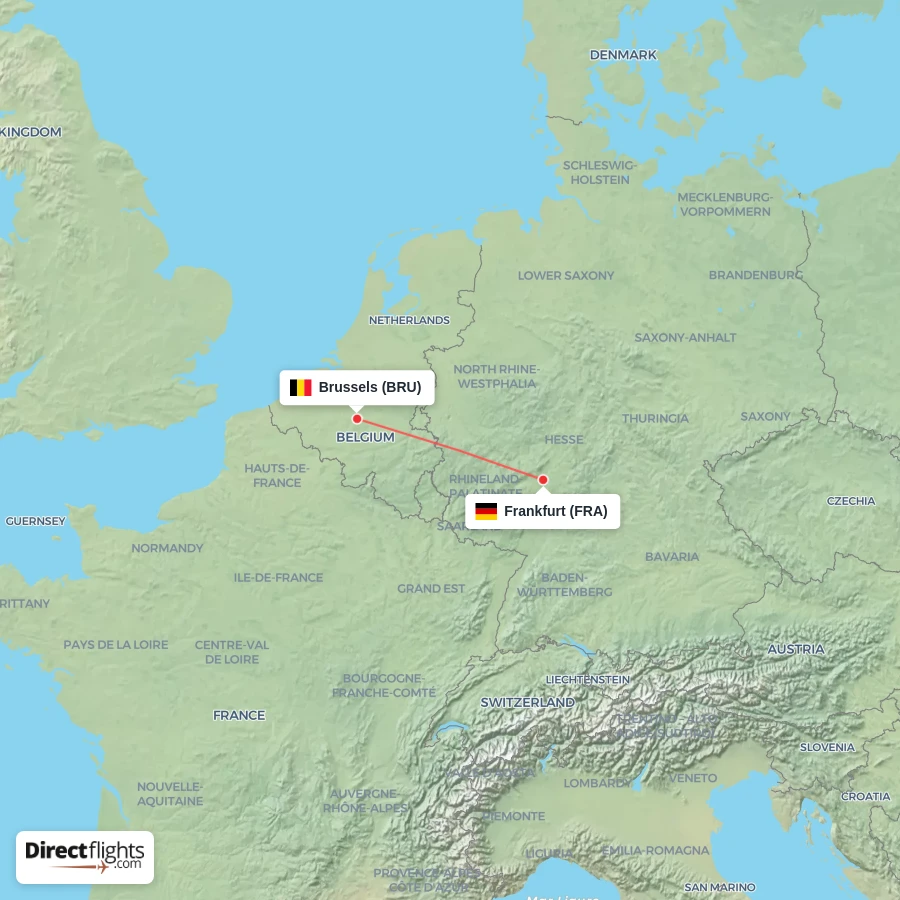FRA - BRU route map