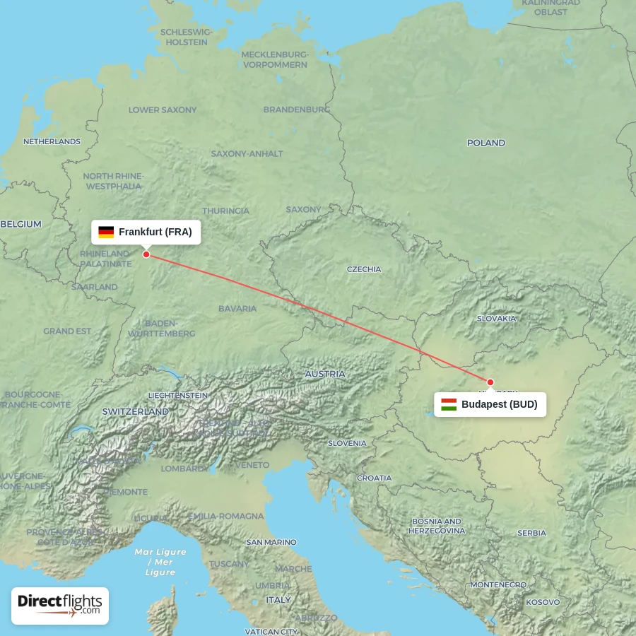 FRA - BUD route map