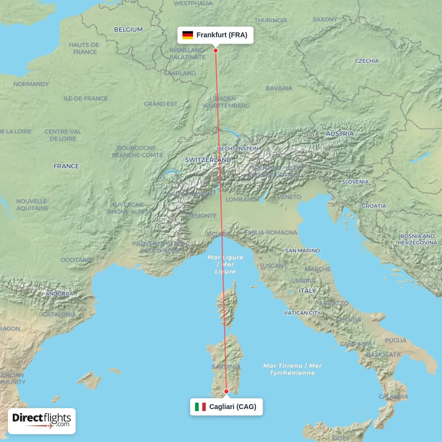 FRA - CAG route map