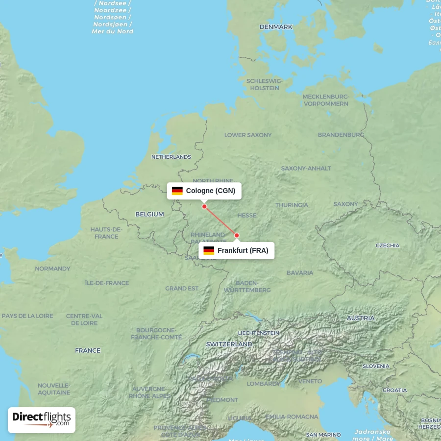 FRA - CGN route map