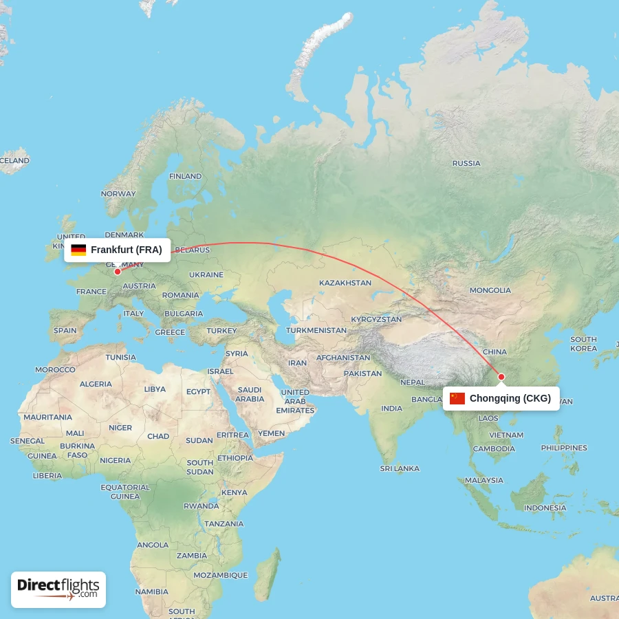 FRA - CKG route map