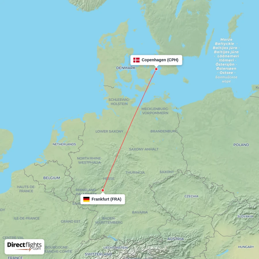 FRA - CPH route map