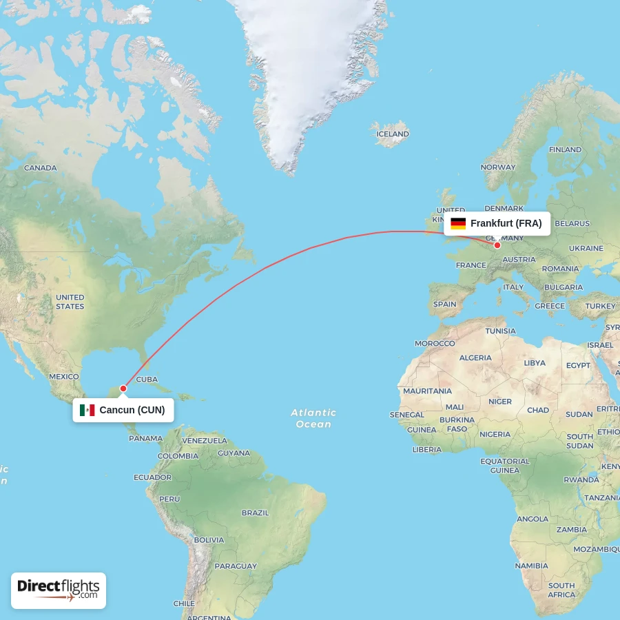 FRA - CUN route map