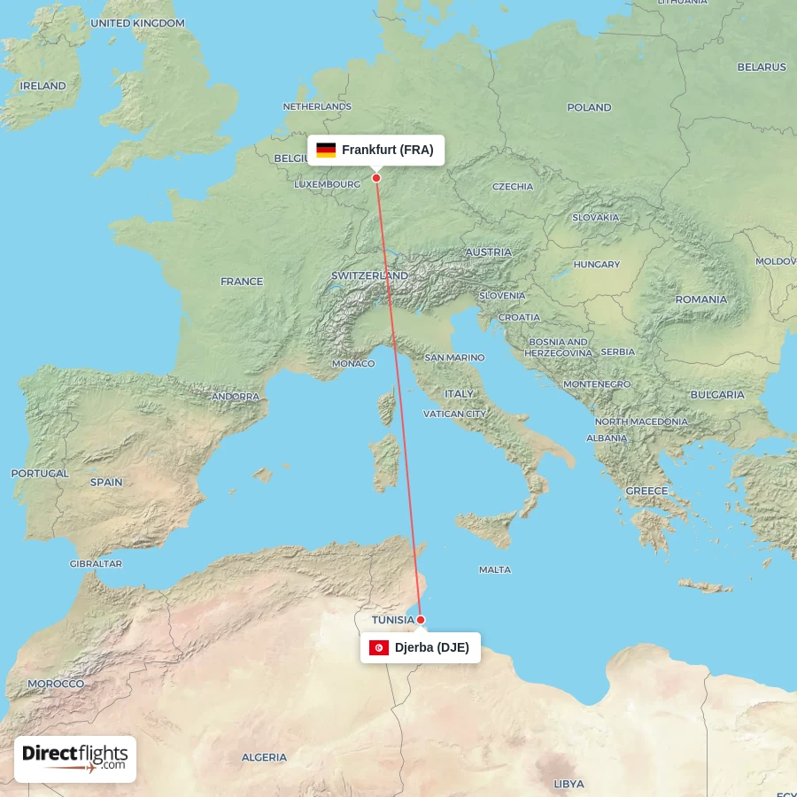FRA - DJE route map