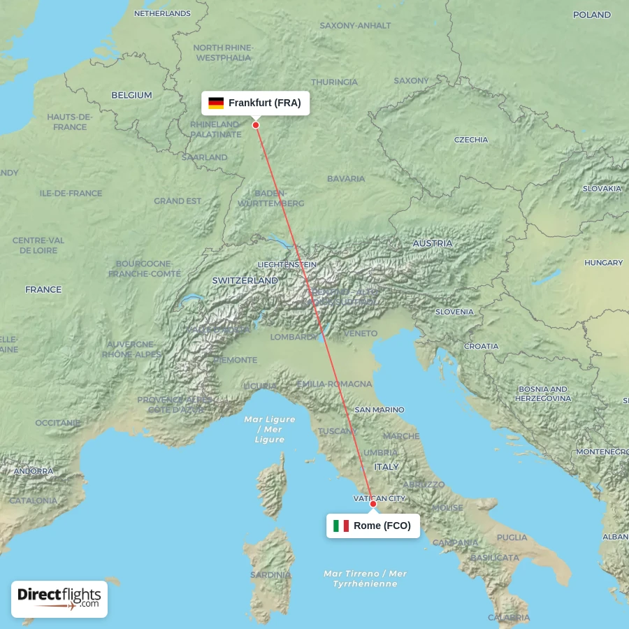 FRA - FCO route map
